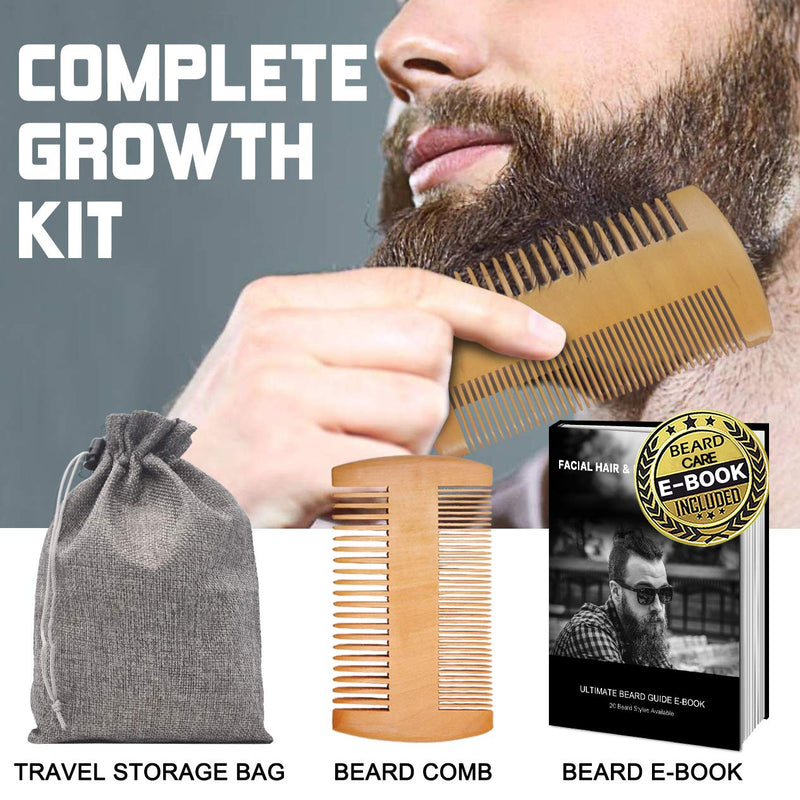 [Australia] - Beard Growth Kit,w/Beard Roller,Beard Growth Oil,Beard Balm,Beard Growth Serum,Comb,Brush,Scissor,Bag,EBook,Beard Care Grooming Kit Christmas Tech Gifts Stocking Fillers Gifts for Men Him Husband Dad 