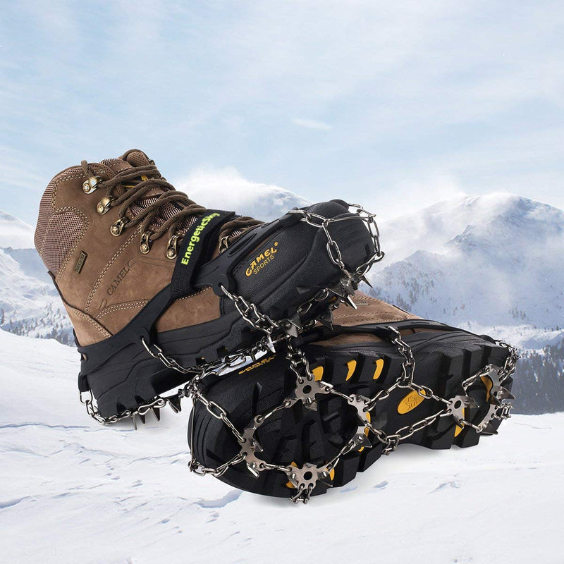 [Australia] - EnergeticSky Upgraded Version of Walk Traction Ice Cleat Spikes Crampons,True Stainless Steel Spikes and Durable Silicone,Boots for Hiking On Ice & Snow Ground,Mountian. Black Medium 
