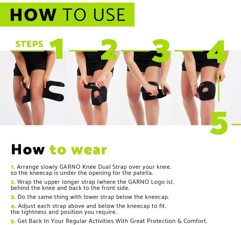 [Australia] - GARNO Knee Brace for Pain Relief by Meniscus Tear, MCL, Arthritis, ACL, Osgood Schlatter, Compression Patellar Tendon Support Strap for Working Out, Running, Weightlifting; Men, Women; (Large Size) Large (Pack of 1) 