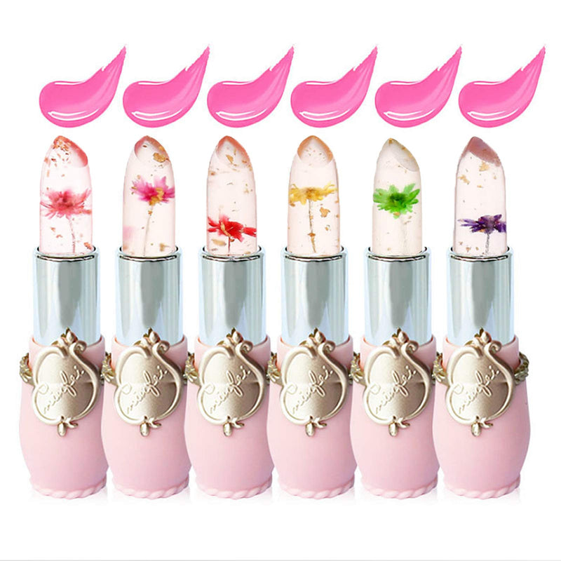 [Australia] - Petansy 6 Pack Crystal Jelly Flower Lipstick Set Nutritious Temperature Change Lip Balm Long Lasting Moisturizer Lip Gloss Magic Color Change Lip Stick Set 