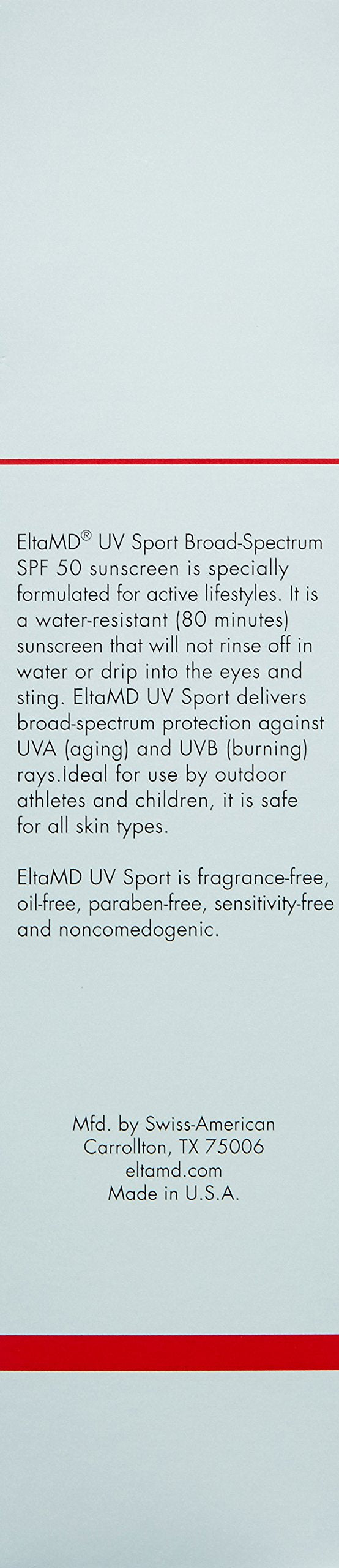 [Australia] - EltaMD UV Sport Sunscreen Lotion, Broad-Spectrum SPF 50, Non-Greasy, Mineral-Based Zinc Oxide Formula, Water-Resistant 3 Fl Oz (Pack of 1) 