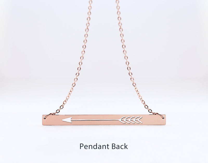 [Australia] - Lazycat Charm Friendship Arrow Necklace Cool Long Bar Necklace Jewelry Rose Gold 