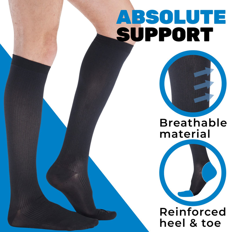 [Australia] - Made in USA - Circulating Dress Compression Socks 20-30 mmHg for Men Black Large 