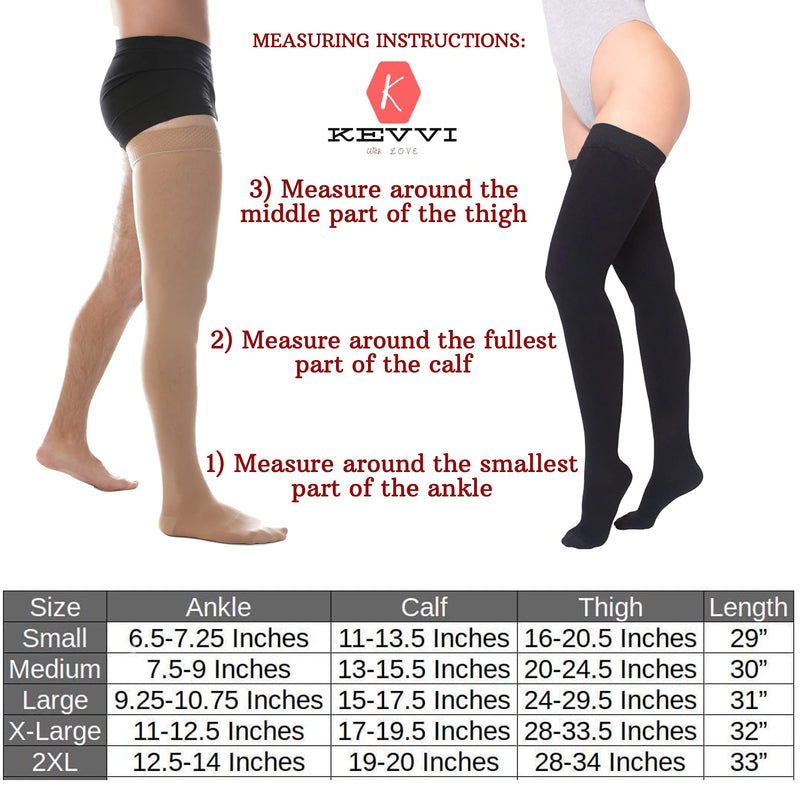 [Australia] - KEVVI - Compression Stockings for Women & Men,Ted Hose Socks 20-30 mmHg, Compression Socks Women Tight High, Support Hose Black Large 