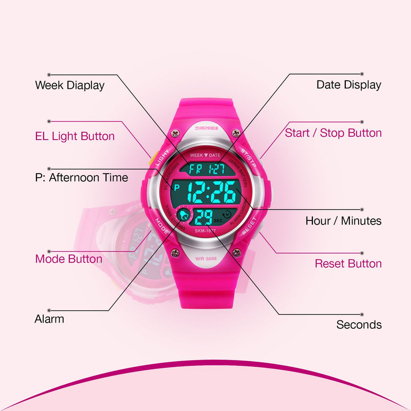 [Australia] - Boys Girls Sport Digital Watch, Kids Outdoor Waterproof Electronic Watches with LED Alarm Stopwatch Red 