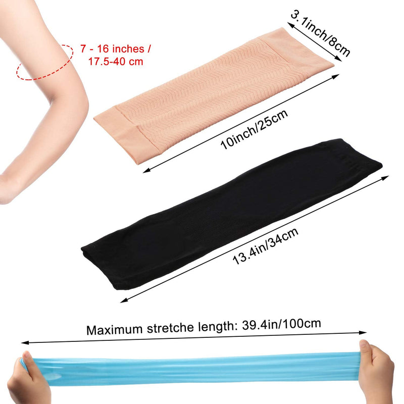 [Australia] - 8 Pairs Arm Shapers Set Upper Arm Compression Sleeve Slimming Arm Warps Arm Slimming Shaper for Woman Cooling Arm Sleeves Cover Sun Sleeves Cover with Thumb Hole 