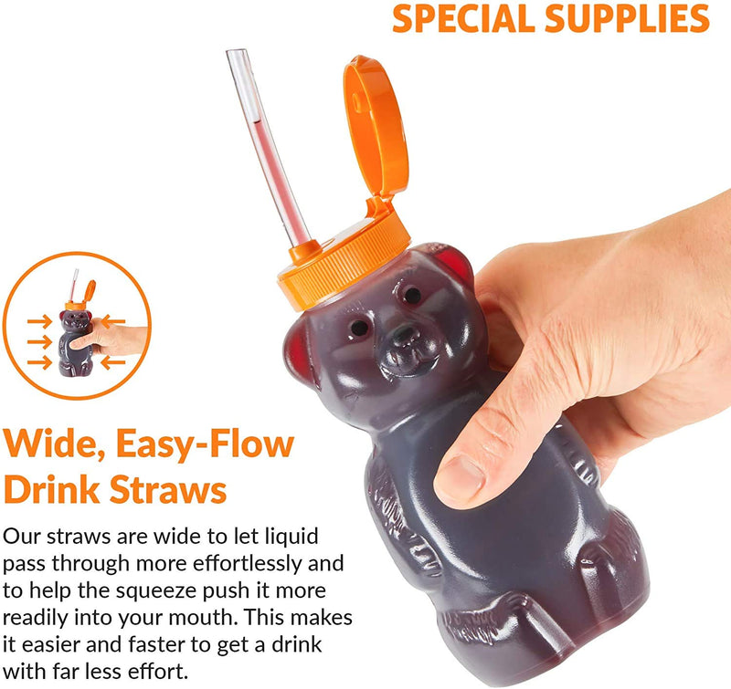 [Australia] - Special Supplies Honey Bear Straw Cup For Baby, 3 Straws, Squeezable Therapy and Special Needs Assistive Drink Container, Spill Proof and Leak Resistant Lid 