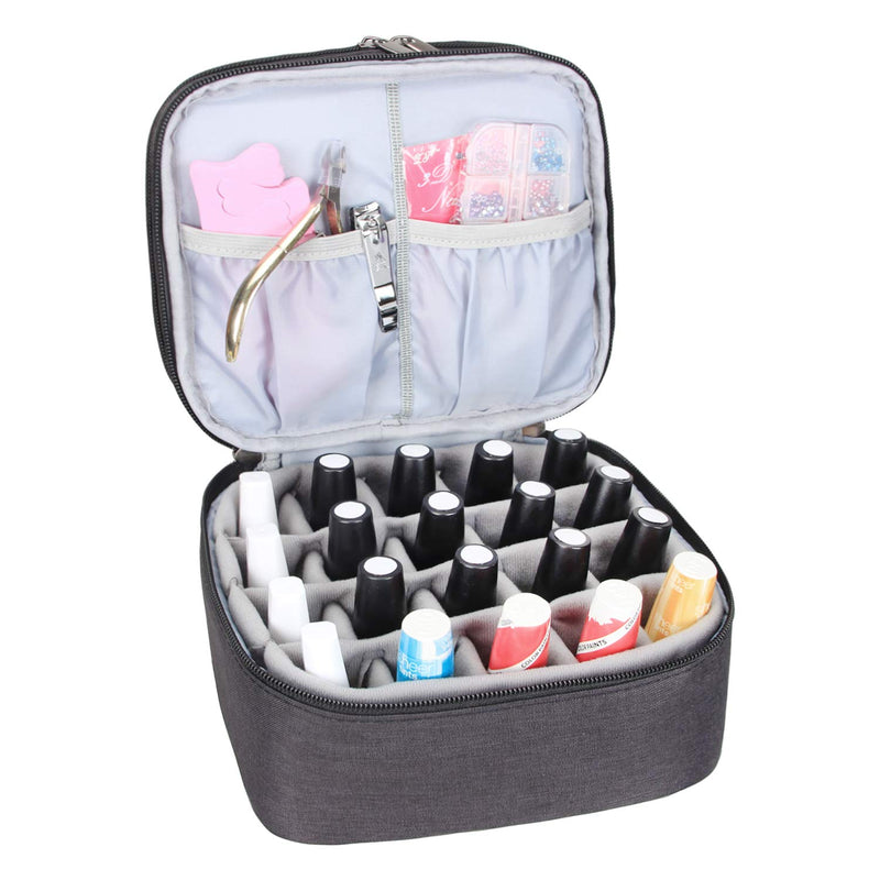 [Australia] - Luxja Nail Polish Carrying Case - Holds 20 Bottles (15ml - 0.5 fl.oz), Double-layer Bag for Nail Polish and Manicure Tools, Black Hold 20 Bottles(15ml) 