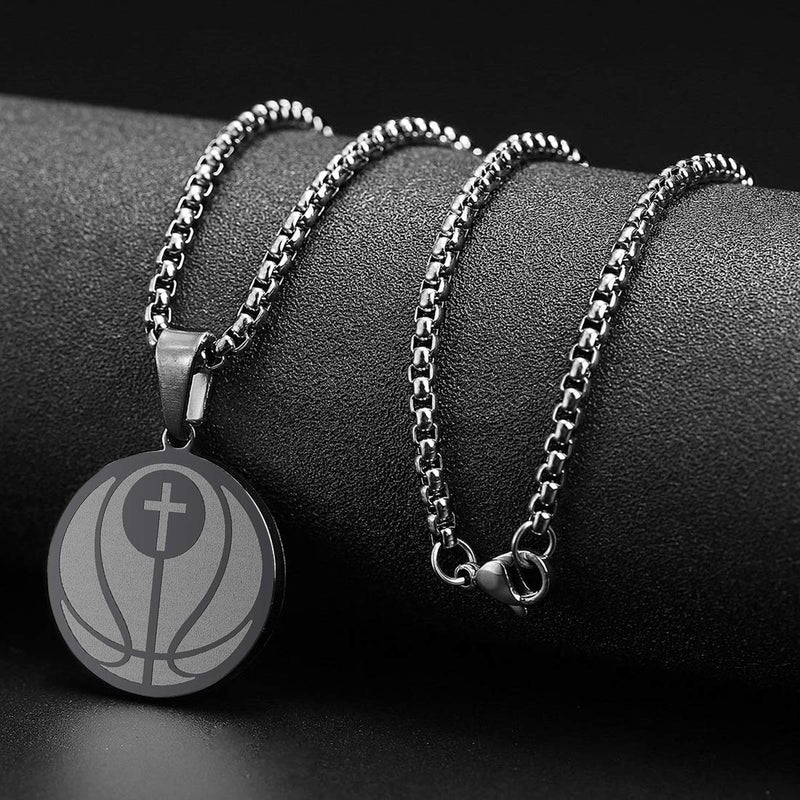 [Australia] - Jewelady Athletes Necklace Crafted in Stainless Steel Pendant for Men Women Football Soccer Basketball Volleyball. Basketball?-?black 