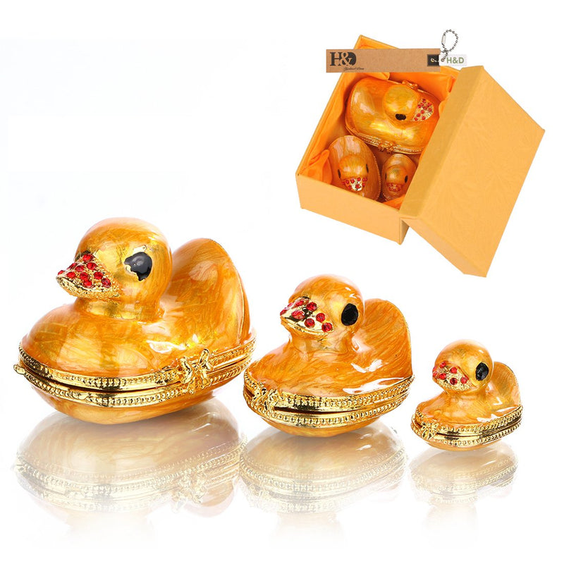 [Australia] - Family Duck Trinket Box Easter Day Gifts for Her for Him Birthday Gifts for Women Fine Pewter Boxes Jeweled Small Box with Crystal Decor Jewelry Holder Organizer Trinket Boxes Hinged (duck) 
