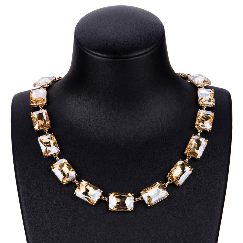 [Australia] - DL DiLiCa Women Statement Acrylic Crystal Necklace, Girl Novelty Costume Chain Bib Necklace Jewelry Champagne 