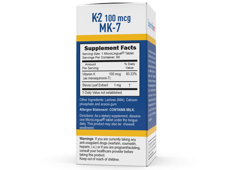 [Australia] - Superior Source Vitamin K2 MK-7 (Menaquinone-7), 100 mcg, Quick Dissolve Sublingual Tablets, 60 Count 