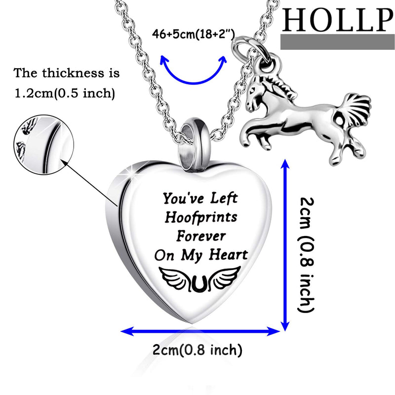 [Australia] - HOLLP Loss of Horse Remembrance Sympathy Gift Cinerary Casket Cremation Pendant Necklace Memorial Keepsake Gifts for Horse Lovers 