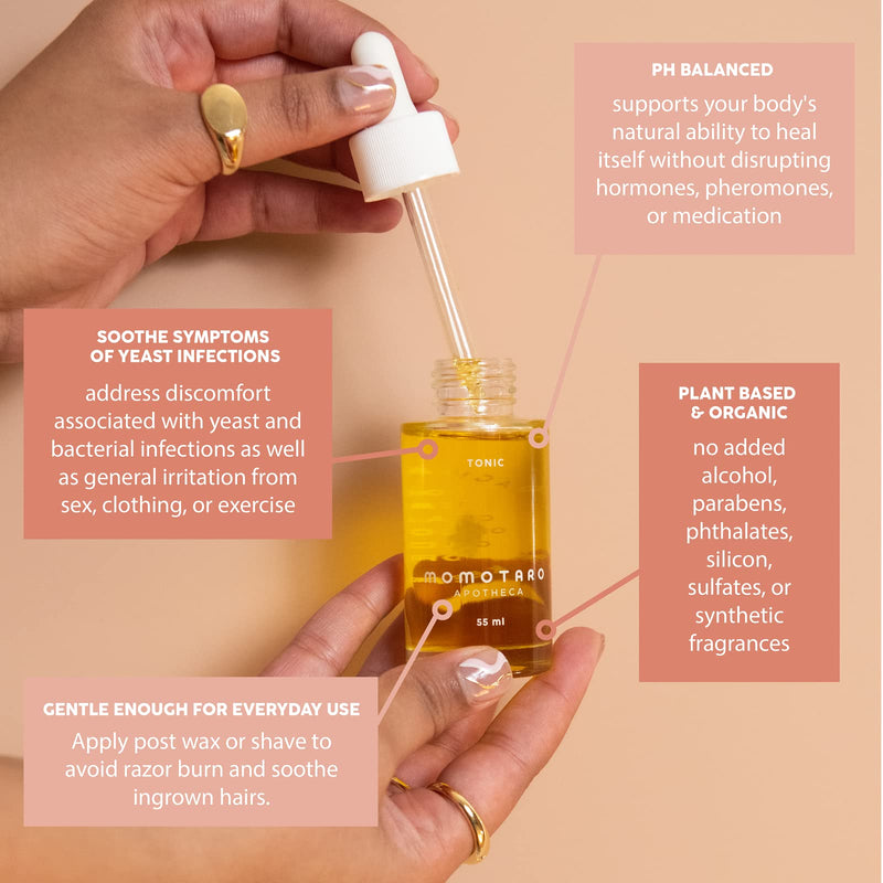 [Australia] - Momotaro Apotheca Tonic Bath + Body Oil Concentrate and spot treatment - For Discomfort from BV & Yeast Infection Support, Razor Burn, & Ingrown Hairs with soothing Jojoba oil base - 55 ml | 1.9 fl oz 