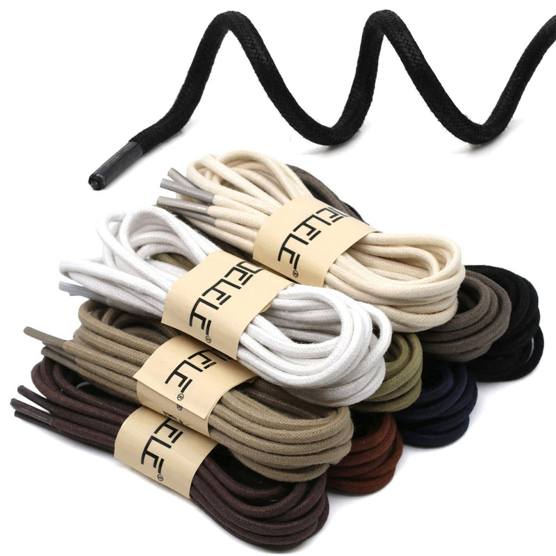 [Australia] - DELELE 2 Pair Super Cotton Round Waxed Shoelaces 1/8"Thick Shoe String Boot Laces for Dress Shoes 23.62"Inch (60CM) 01 Black 