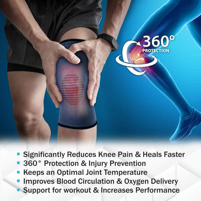 [Australia] - POWERLIX Compression Knee Sleeve for Women & Men, Medical Knee Brace for Arthritis & Knee Pain Relief, Meniscus Tear & Injury Recovery, Knee Support & Protection for Working Out, Running & All Sports Shadow Black Medium 