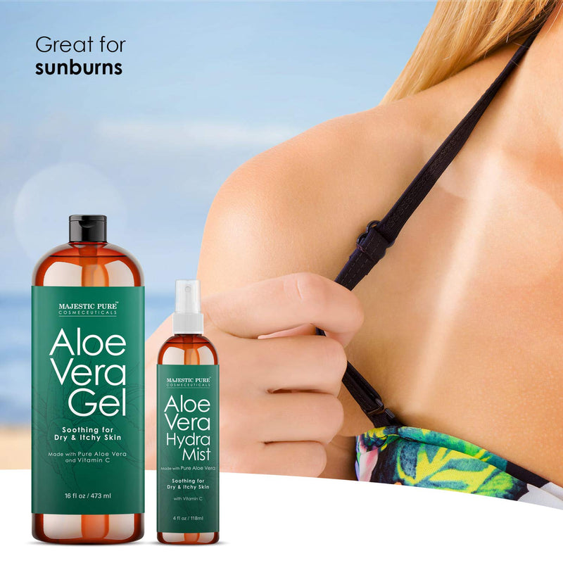 [Australia] - MAJESTIC PURE Aloe Vera Gel and Mist Super Combo - 16 oz Gel and 4 oz Hydra Spray - 100 Percent Pure and Natural Cold Pressed Aloe Vera for Hair Growth, Face, Body and Skin 