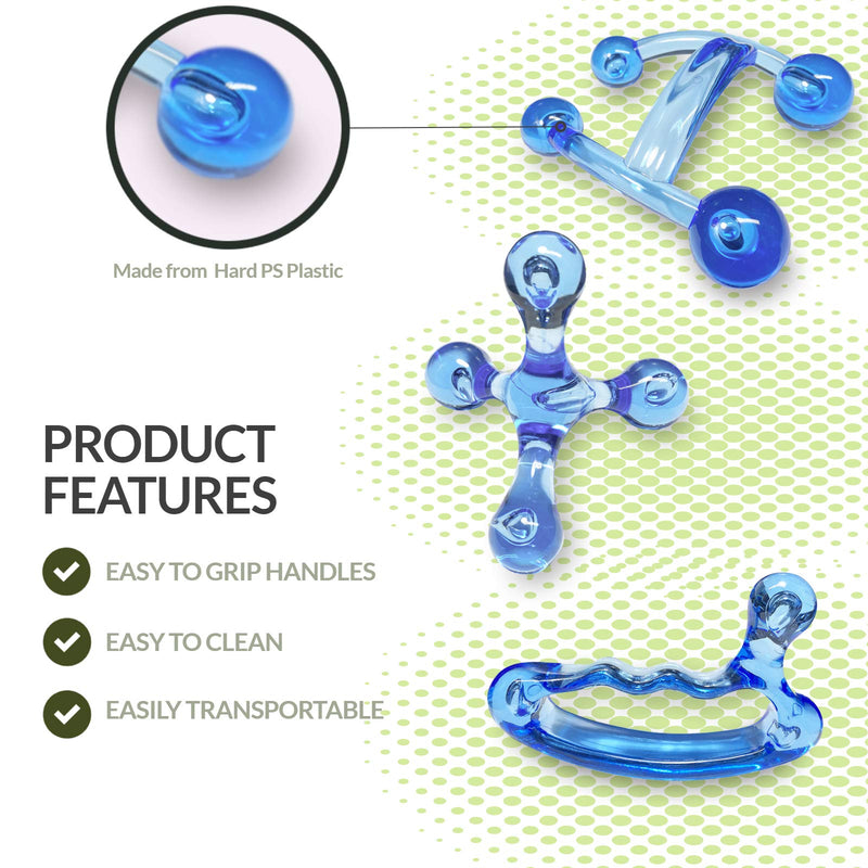 [Australia] - ResultSport Handy Portable Massager Tool Set : 4 Point, Double and Thumb Up (Full Sets). Hand, Back, Neck, Foot Massager and Trigger Point Massage, All in one Box. Massage Tools Set 