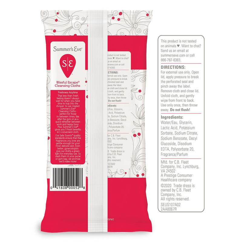 [Australia] - Summer's Eve Cleansing Cloths, Blissful Escape,White, 32 Count 32 Count (Pack of 1) Blissful Escape-32 Count 