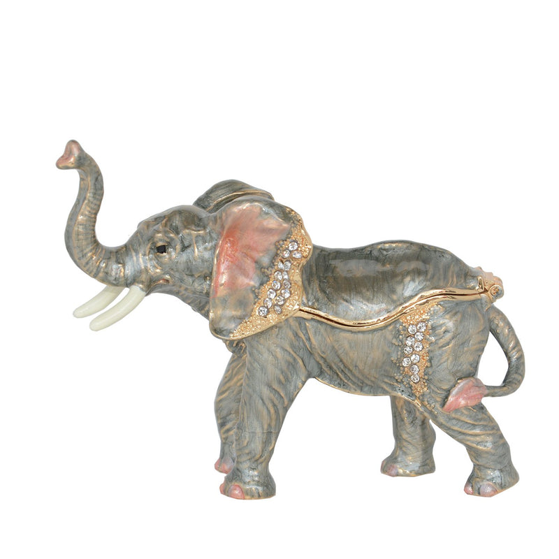 [Australia] - Minihouse Elephant Trinket Box Hinged Hand-Painted Enameled Animal Figurine Collectible Jewelry Box Ring Holder, Unique Gift for Home Decor Elephant-grey 