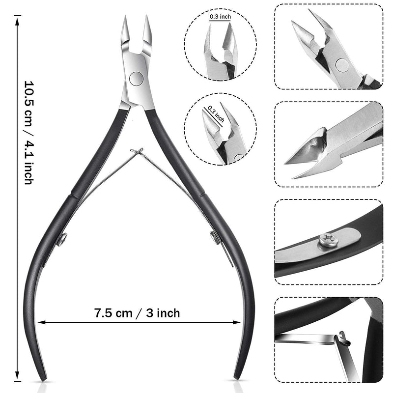 [Australia] - 8 Pieces Cuticle Nippers Stainless Steel Cuticle Trimmer Pointed Blade Cuticle Cutter Clipper Dead Skin Remover Scissors Manicure Tools for Fingernails and Toenails (Black) Black 