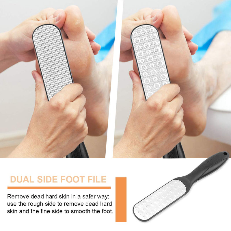 [Australia] - Foot Callus Remover 3Pcs, Foot File Set for Hard/Dead Skin, Stainless Steel Foot Rasp for Cracked Feet, Foot Scraper for Wet/Dry Skin, Pedicure Kit by Dualeco Black 