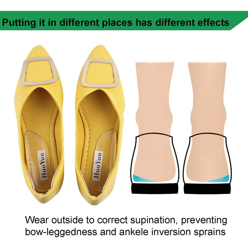 [Australia] - 2 Pairs Medial & Lateral Heel Wedge Silicone Insoles - Corrective Adhesive Shoe Inserts for Foot Alignment, Knock Knee Pain, Bow Legs, Osteoarthritis for Men and Women 