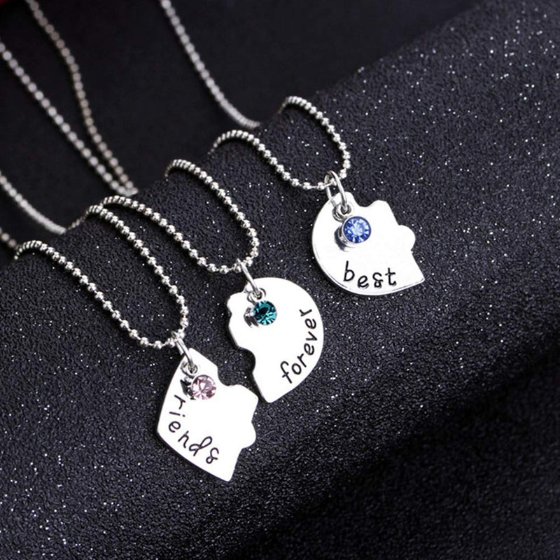 [Australia] - SIVITE Best Friends Forever and Ever Necklace with Crystal Broken Heart Charm Pendant Set Friendship Necklace 3PCS - " Best friends forever " 