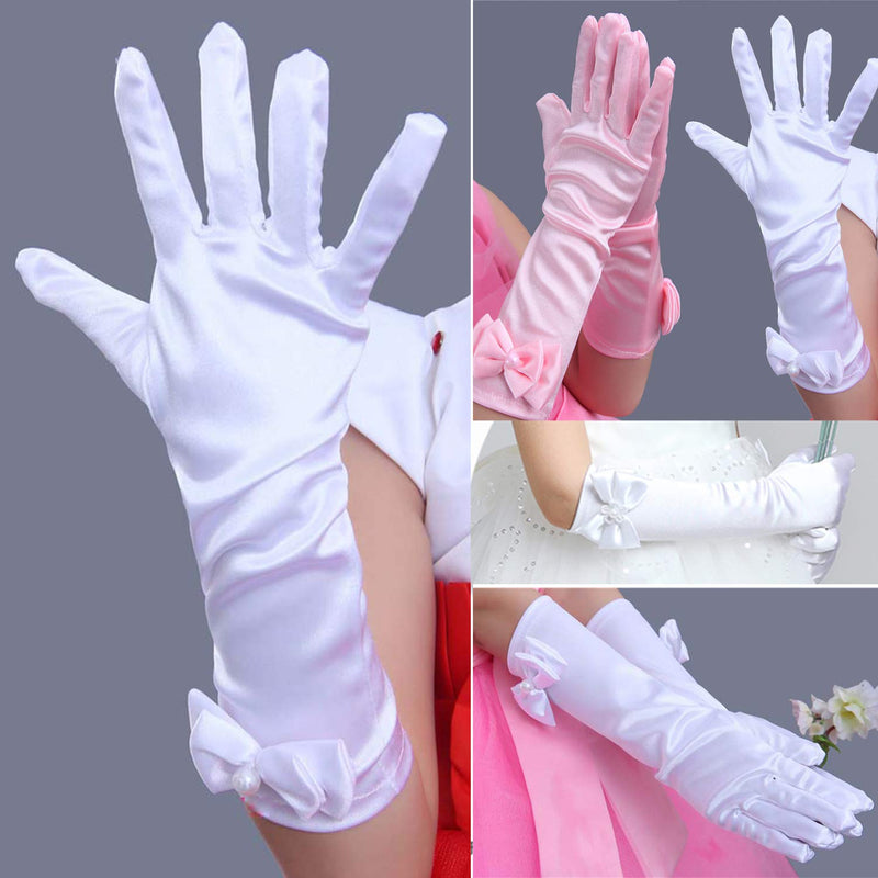 [Australia] - Little Girls Princess Gloves(Solid Color Long Elbow Length) For Birthday,Wedding,Holiday,Costume Party One Size Black 