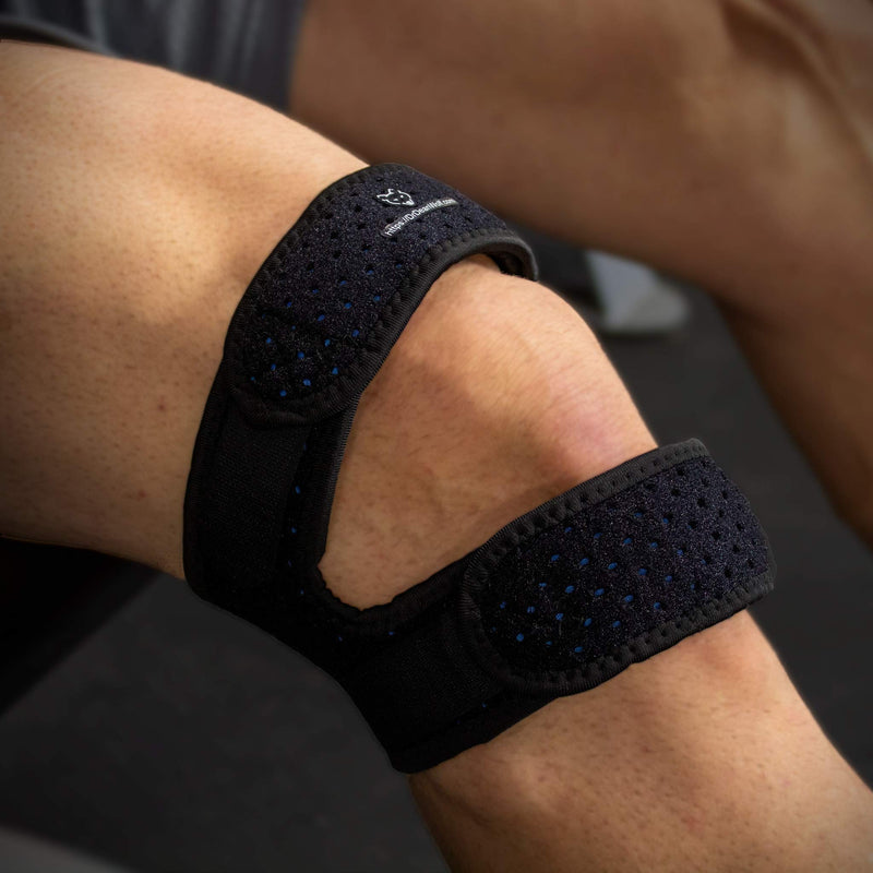 [Australia] - Dr. Wolf Dual Knee Strap For Patellar Tendon Support – Pain Relief Band For Jumper’s Knee, Basketball, Running, Tendonitis, Patellofemoral, Chondromalacia Patellae - Adjustable Neoprene Brace 