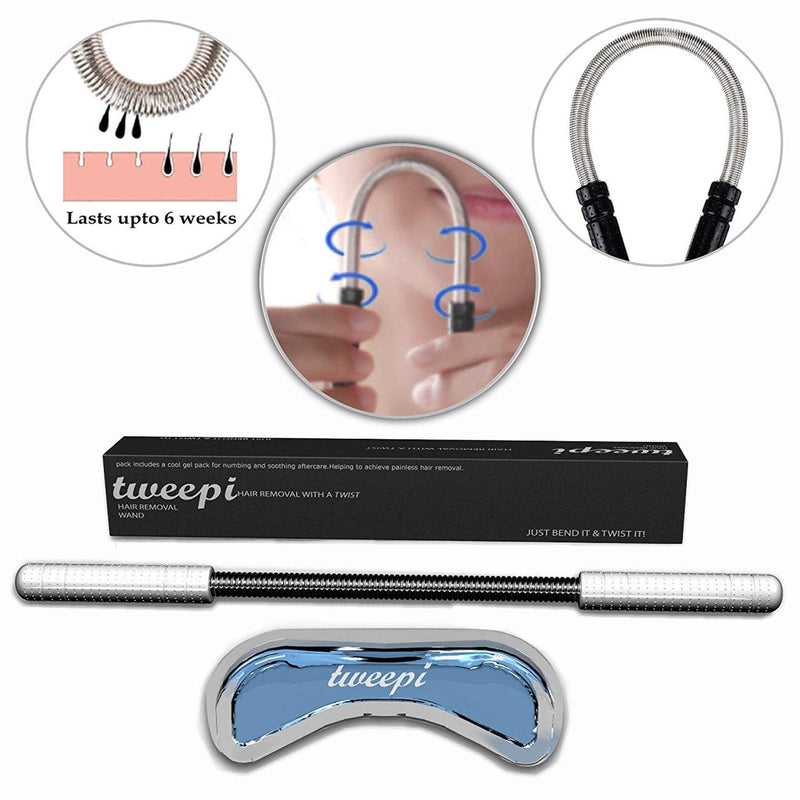 [Australia] - Tweepi Hair Removal Wand- With Upper Lip Shaped Cool Gel Pack for Numbing and Soothing Aftercare 