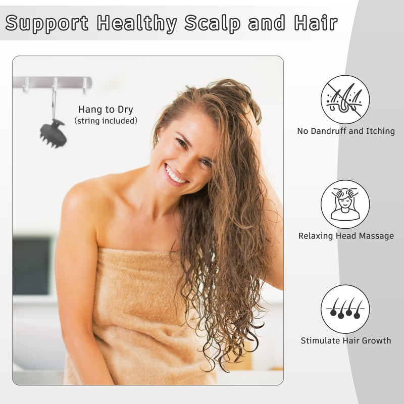 [Australia] - FREATECH Hair Scalp Massager Shampoo Brush, Shower Hair Brush with Long & Flexible Silicone Bristles for Scalp Scrub, Head Massage and Hair Growth, Dandruff Comb Scalp Scrubber Exfoliator, Black 