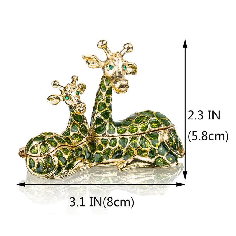 [Australia] - Sitting Mum and Baby Giraffe Ring Holder Hinged Trinket Boxes for Gifts,Jewelry Boxes Organizer Holder dark green 