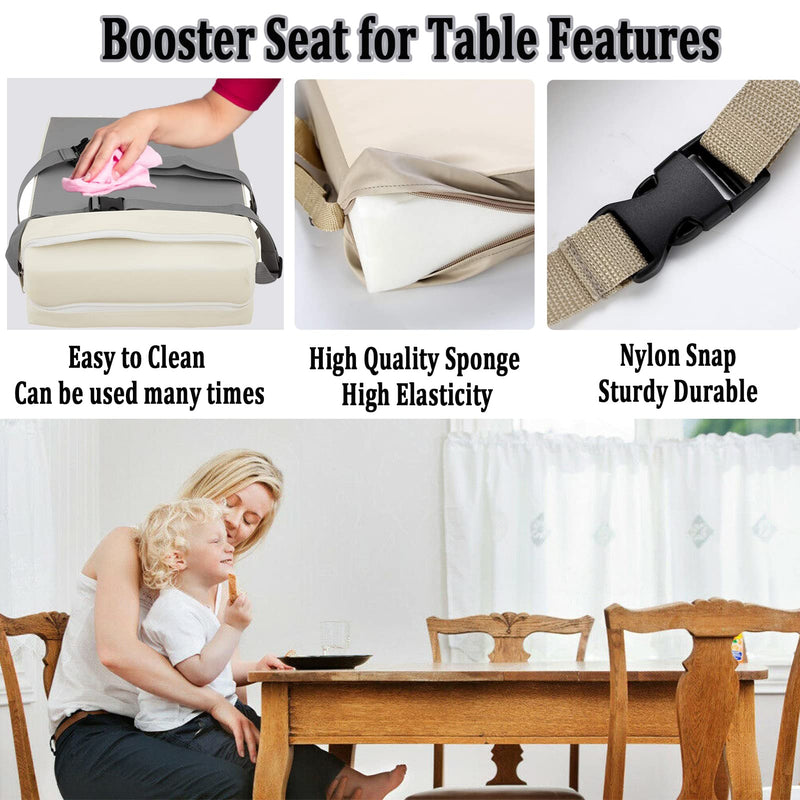 [Australia] - Booster Seat for Dining Table Dismountable Washable Highchair Booster Cushion Chair Heightening Seat Pad with 2 Straps Safety Buckle for Kids (Grey) Grey 