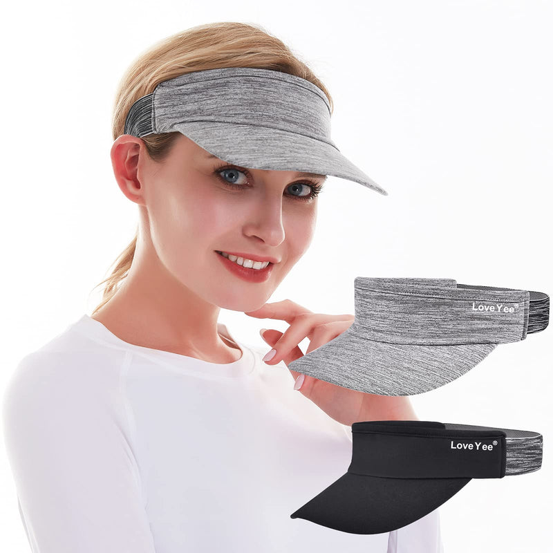 [Australia] - LoveYee Sports Sun Visor Hat for Women and Men Black and Grey 