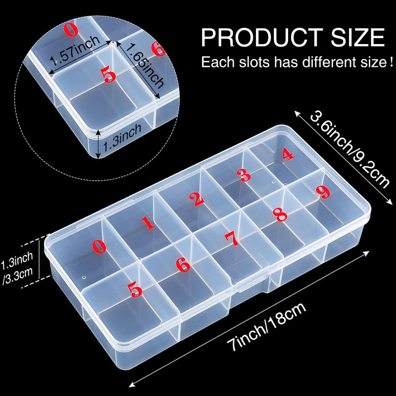 [Australia] - 2 Pieces False Nail Tips Transparent Storage Box with 10 Number Empty Spaces Storage Case Container Nail Art Organizer Box Plastic Grid Box for Fingernail Crystal, Jewelry，Nail Accessories 