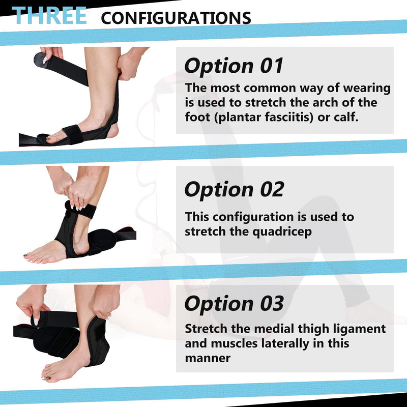 [Australia] - Foot and Calf Stretcher for Plantar Fasciitis, Premium Physiotherapy Stretching Strap Improves Strength and Relief to Heel Spurs, Calf, Thigh and Hip (Black) Black 