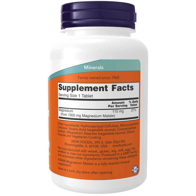 [Australia] - NOW Supplements, Magnesium Malate 1000 mg, Energy Production*, Nervous System Support*, 180 Tablets 