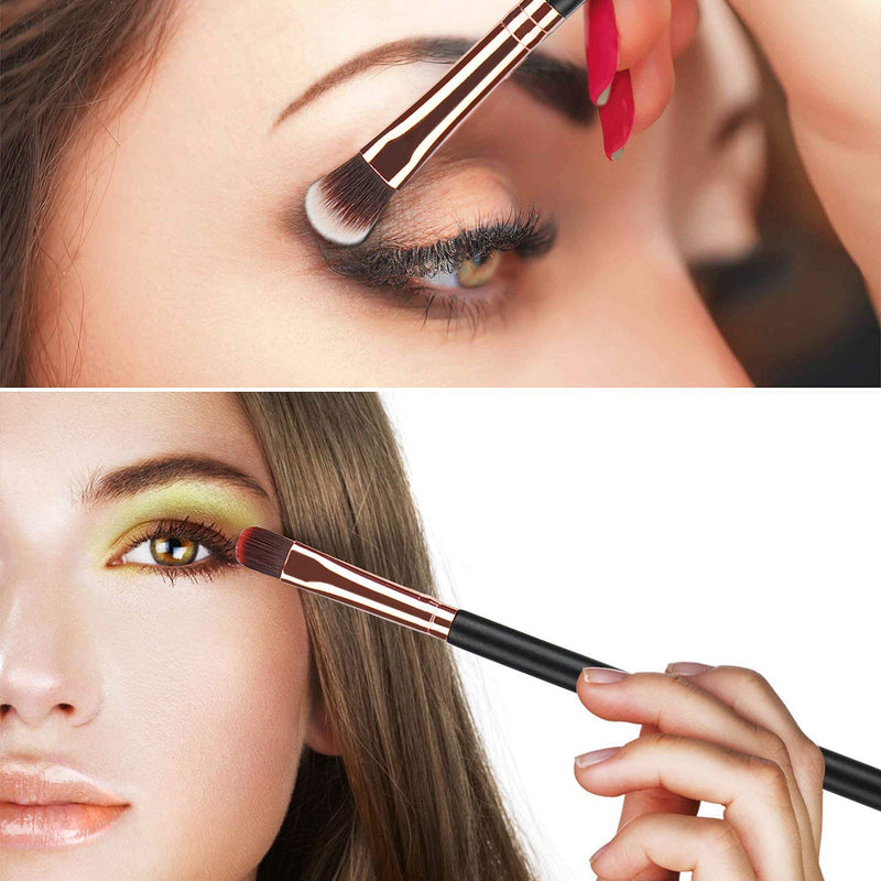 [Australia] - MSQ Eyeshadow Brushes 12pcs Eye Make Up Brush Set with Bag (PU Leather Pouch) Soft Synthetic Hairs for Eyeshadow, Eyebrow, Eyeliner, Blending, Best Gifts - Rose Gold 