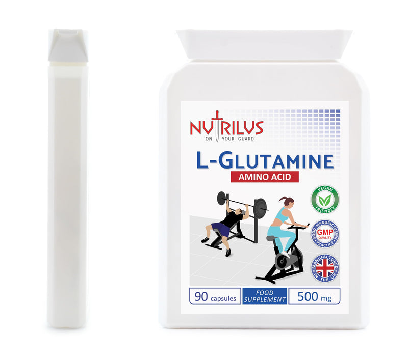 [Australia] - L-Glutamine Capsules 90 x 500mg - Pure Amino Acid - no Fillers - Vegan Capsules - not Tablets - Sport, Muscle Recovery 