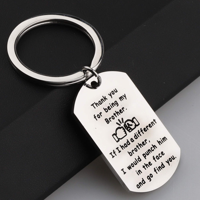 [Australia] - BEKECH Brother Keychain Brother Gifts from Sister Brother Thank You for Being My Brother Key Chain Brother BFF Jewelry Friendship Gifts for Best Friend Brother to Brother Gifts silver 