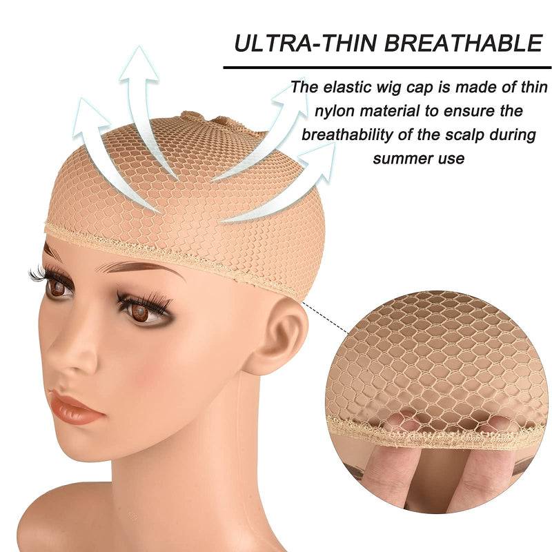 [Australia] - Wig Caps,Smilco 10 Pieces Mesh Wig Cap Net,Weaving Hair Net,Fishnet Wig Cap For Women(Natural Nude) Natural Nude 