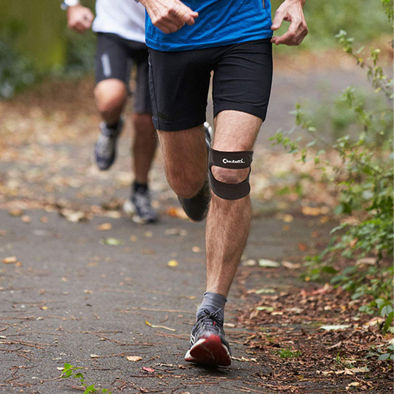 [Australia] - Cho-Pat Dual Action Knee Strap, Provides Full Mobility and Pain Relief for Arthritic, Weakened Knees, Tendonitis, Osgood Schlatter’s, Meniscus Tears, and Chondromalacia, Black, Medium 