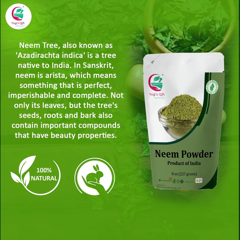 [Australia] - Organic NEEM Powder 250grams | Wild Crafted | Support Skin Health & Hair Growth | 100% Pure Neem Leaves Powder | Azadirachta Indica | by Yogi's Gift ® 