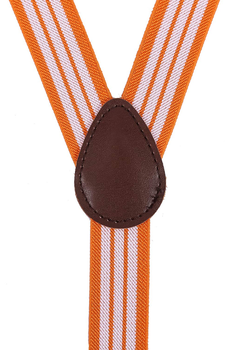 [Australia] - WDSKY Mens Boys Suspenders and Bow Tie Set for Wedding with Heart Clips 47" adult Orange Stripe 