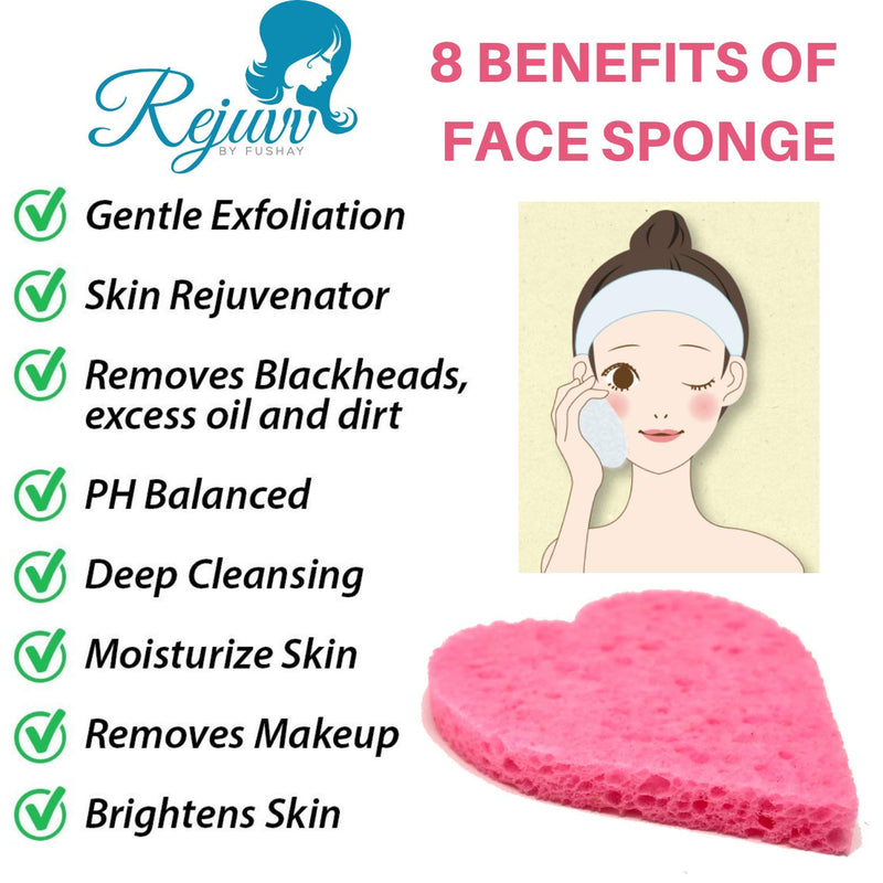[Australia] - Facial Sponges Compressed Natural Cellulose Sponge for Face Cleansing Exfoliating and makeup removal, Professional use Deep clean (50 count) - Rejuvv by Fushay 