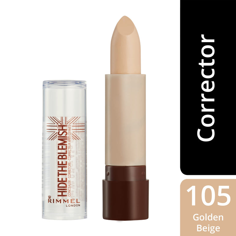 [Australia] - Rimmel London Hide The Blemish Stick Concealer, Instant Retouch and Imperfection Camouflage with Easy Application, 105 Golden Beige, 4.5 g 