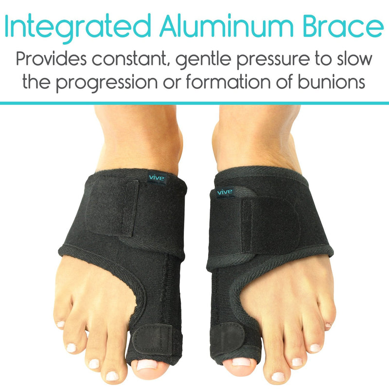 [Australia] - Bunion Splint by Vive [Pair] - Toe Straightener & Corrector Brace Pad for Hallux Valgus Pain Relief - Night Time Support for Men & Women (Black) 