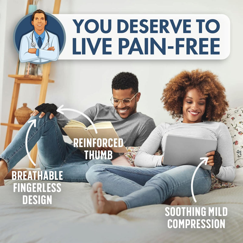 [Australia] - Dr. Frederick's Original Arthritis Gloves for Women & Men - Compression for Arthritis Pain Relief - Medium Gray Medium (1 Pair) 