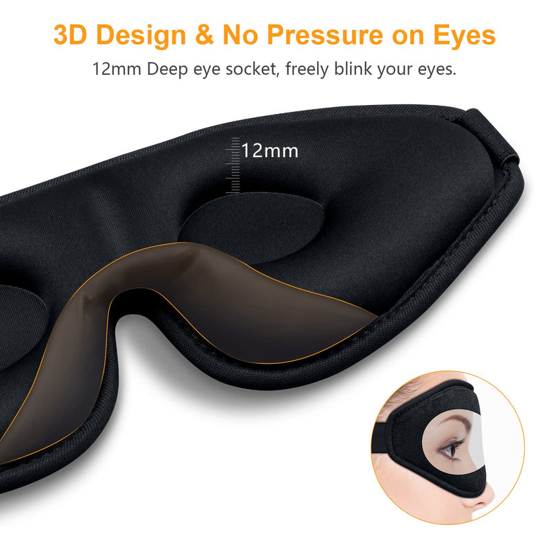 [Australia] - 3D Contoured Sleep Mask, Eye Mask, Gritin Light-Blackout Design Eye Zero-Pressure 3D Sleeping Mask, Ultra Soft & Comfortable Eye Blinder with Adjustable Strip and Ear Plug for Men, Women and Kids 